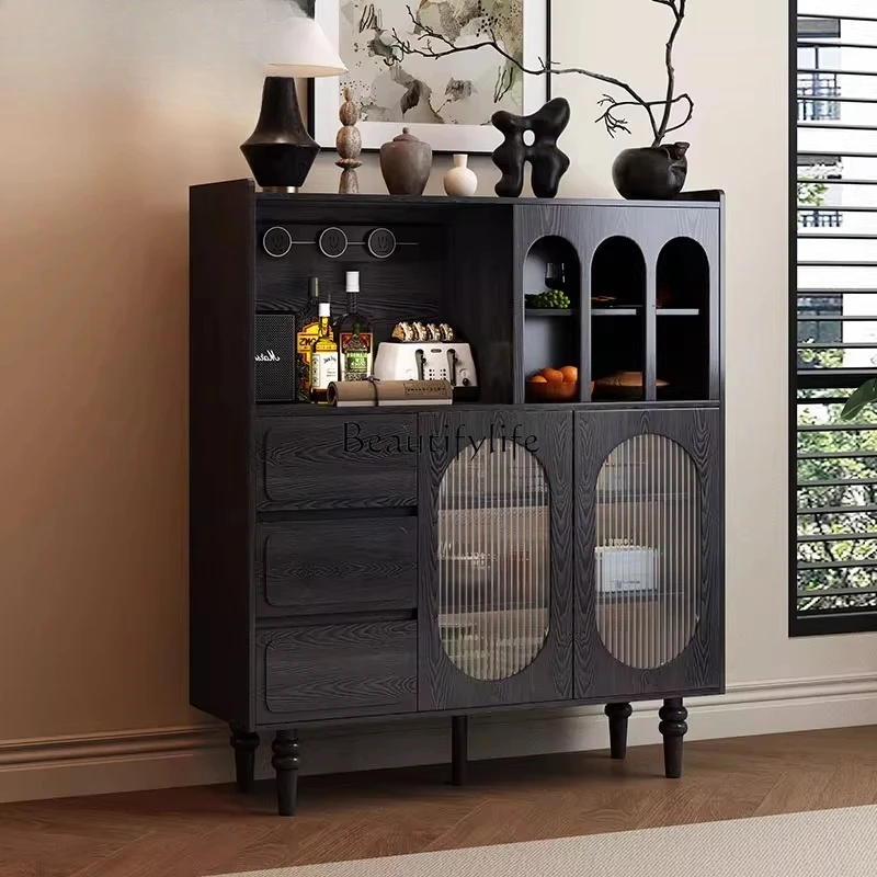 French solid wood black high bucket side cabinet modern wall locker American style
French solid wood black high bucket side cabinet modern wall locker American style