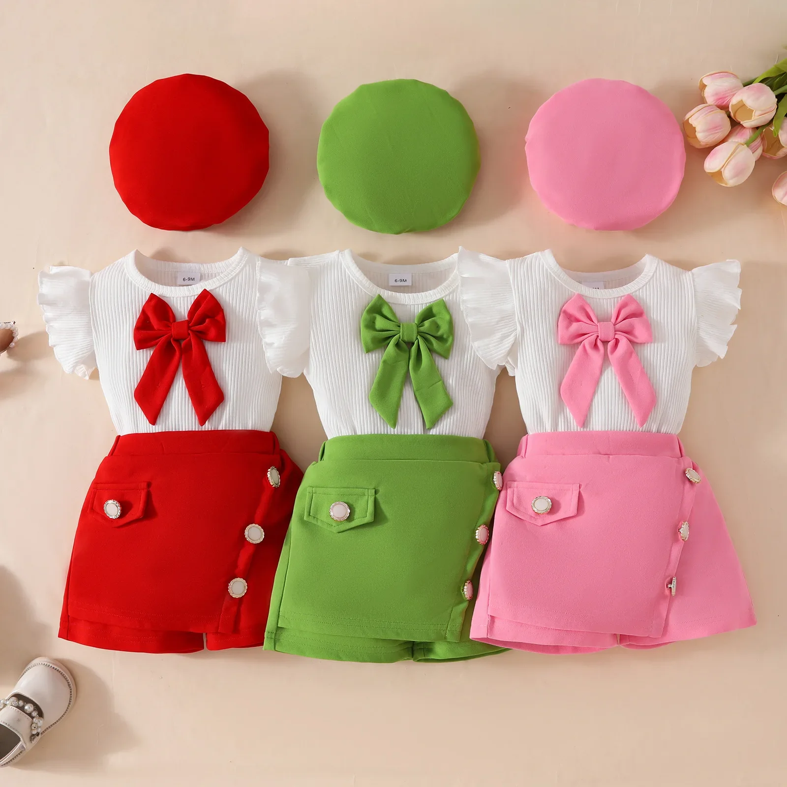 Summer Baby Girls Clothes Set 0-3Y Big Bow Sleeveless Top Shorts Beret Cute Infant 3Pcs Children's Outfit Toddler Culotte Suit
Summer Baby Girls Clothes Set 0-3Y Big Bow Sleeveless Top Shorts Beret Cute Infant 3Pcs Children's Outfit Toddler Culotte Suit