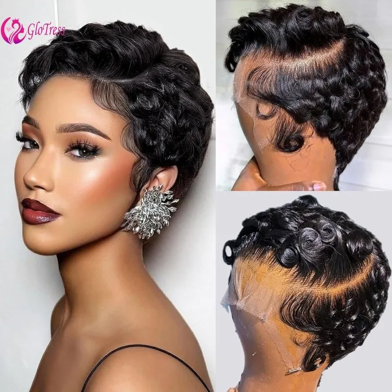 Short Curly Pixie Cut 13x4 Lace Frontal Human Hair Wigs Layered Curly Glueless Wig Pre Plucked for Black Women Natural Black 99J
Short Curly Pixie Cut 13x4 Lace Frontal Human Hair Wigs Layered Curly Glueless Wig Pre Plucked for Black Women Natural Black 99J