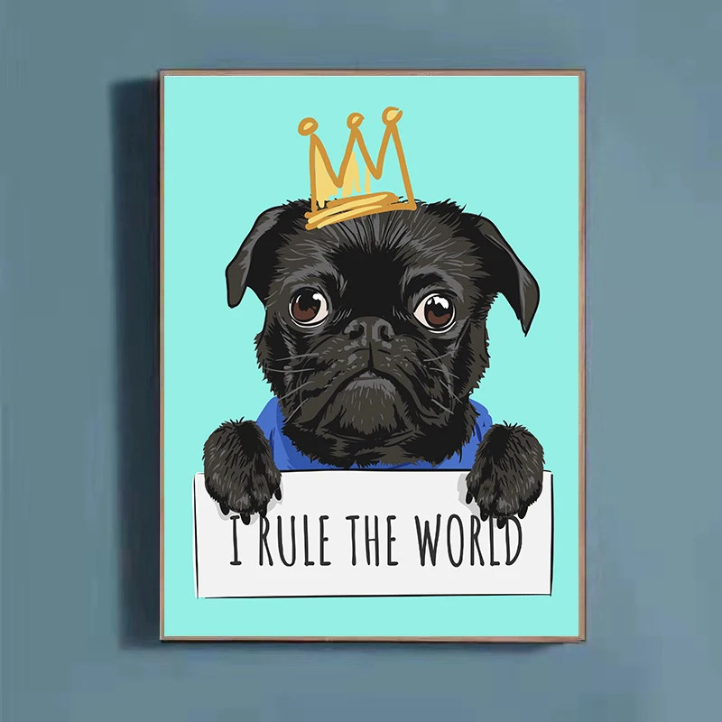 Crown Black Puppy 'I RULE THE WORLD'Creative Wall Pictures Poster and Prints Wall Art Canvas Painting for Child Room Home Decor
Crown Black Puppy 'I RULE THE WORLD'Creative Wall Pictures Poster and Prints Wall Art Canvas Painting for Child Room Home Decor