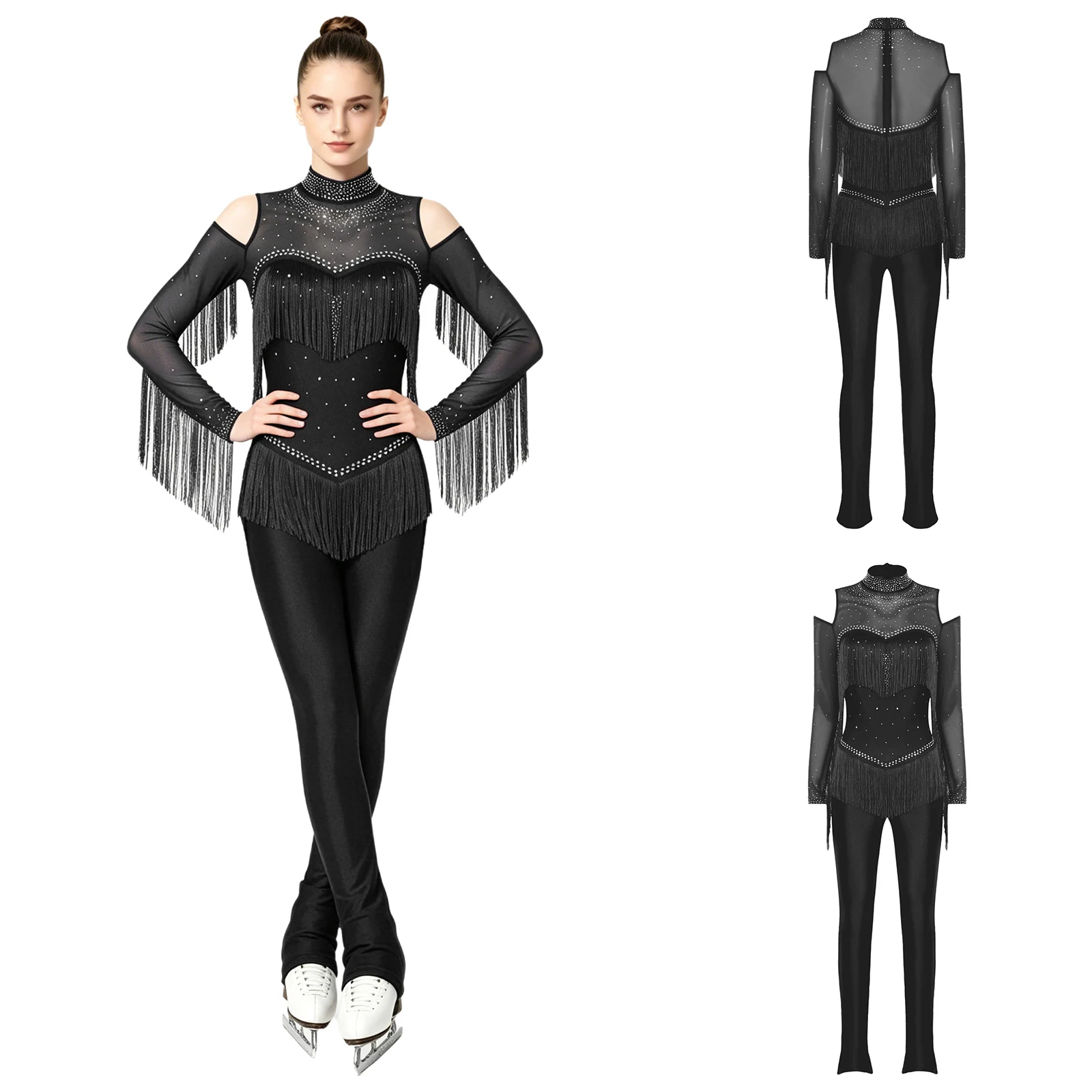 Women Long Sleeve Rhinestone Mesh Tassel Figure Skating Jumpsuit Ballet Gymnastics Acrobatics Latin Dance Cha-cha Dancewear
Women Long Sleeve Rhinestone Mesh Tassel Figure Skating Jumpsuit Ballet Gymnastics Acrobatics Latin Dance Cha-cha Dancewear