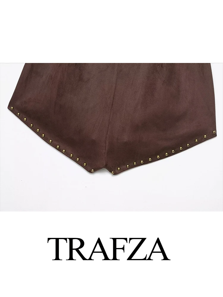 TRAFZA Women Fashion Versatile Reverse Velvet Effect Rivet Sleeveless Waistcoat+High Street Casual A-line Side Zipper Shorts Set
TRAFZA Women Fashion Versatile Reverse Velvet Effect Rivet Sleeveless Waistcoat+High Street Casual A-line Side Zipper Shorts Set