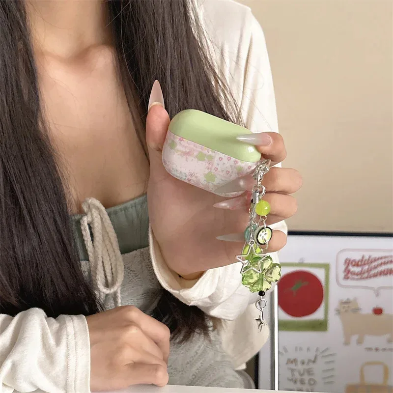 Pink green headphone protective case with four leaf clover pendant for Airpods 1 2 3 4 pro2
Pink green headphone protective case with four leaf clover pendant for Airpods 1 2 3 4 pro2