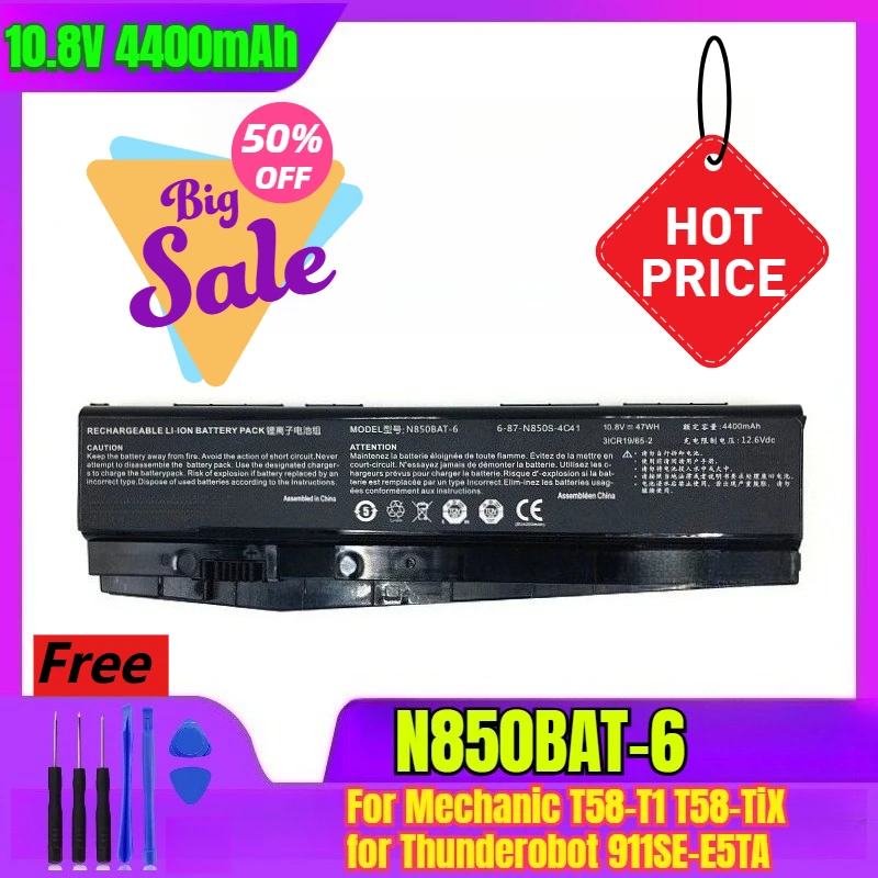 10.8V 4400mAh Laptop Battery for Mechanic T58-T1 T58-TiX for Thunderobot 911SE-E5TA
10.8V 4400mAh Laptop Battery for Mechanic T58-T1 T58-TiX for Thunderobot 911SE-E5TA