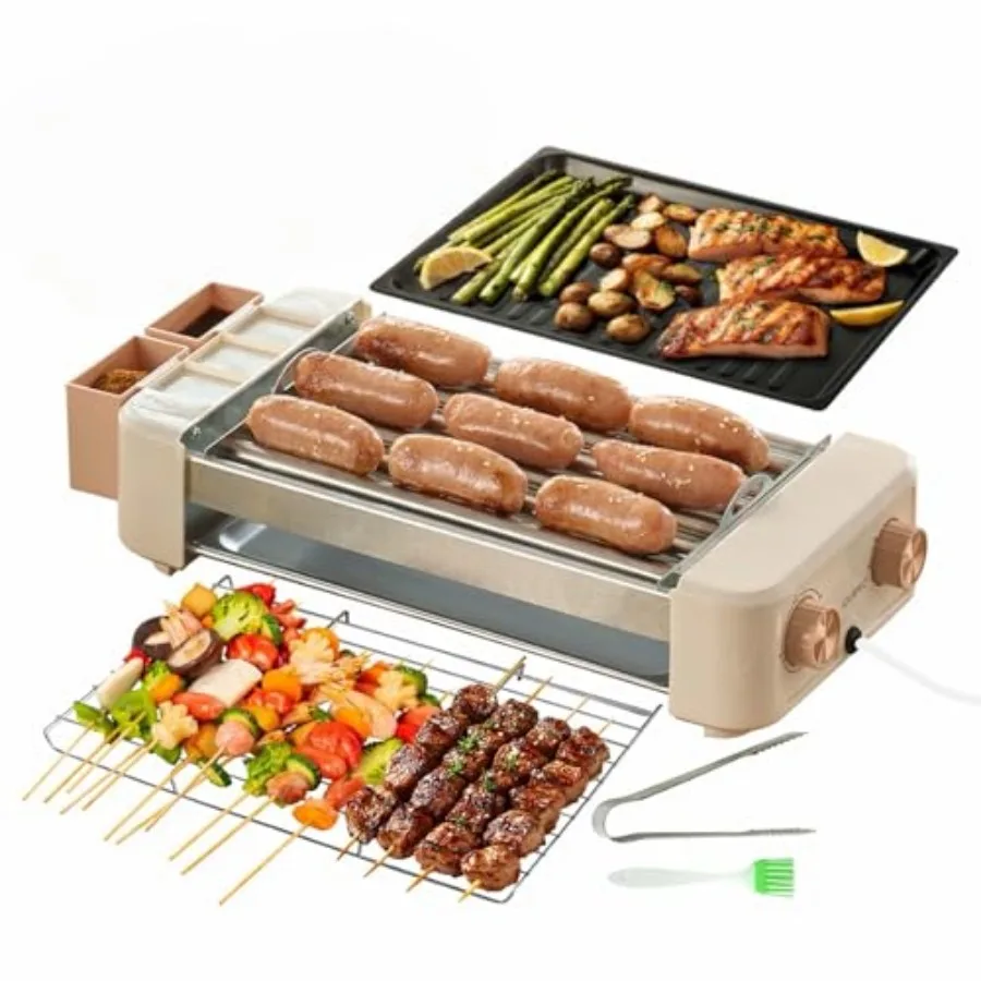 Electric Hot Dog Roller 6 Rollers3 in 1 Indoor Grills Portable with Non-stick and Smokeless Removable Grill and BBQ Griddle Pla
Electric Hot Dog Roller 6 Rollers3 in 1 Indoor Grills Portable with Non-stick and Smokeless Removable Grill and BBQ Griddle Pla
