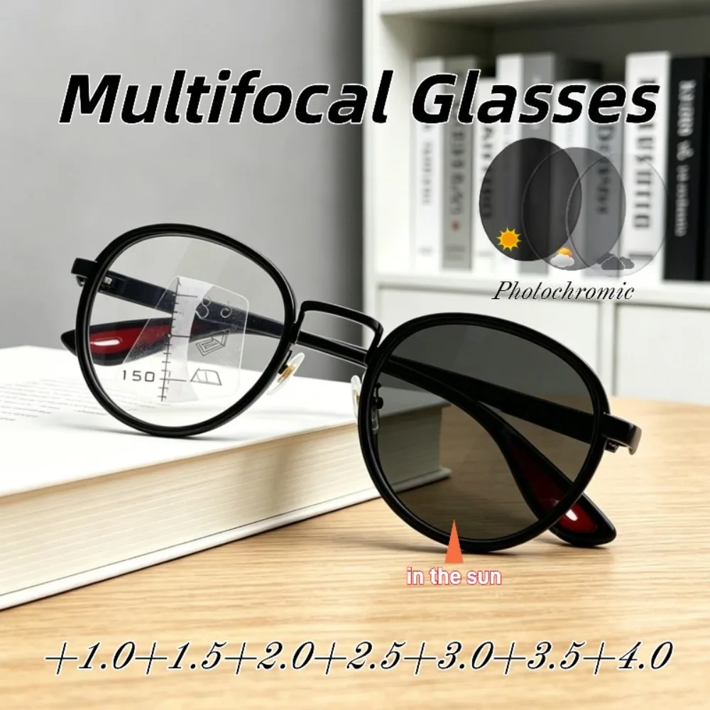 Unisex Ultralight Multifocal Anti Blue Light Reading Eyeglasses Outdoor Driving HD Round Frame Photochromic Presbyopia Eyewear
Unisex Ultralight Multifocal Anti Blue Light Reading Eyeglasses Outdoor Driving HD Round Frame Photochromic Presbyopia Eyewear