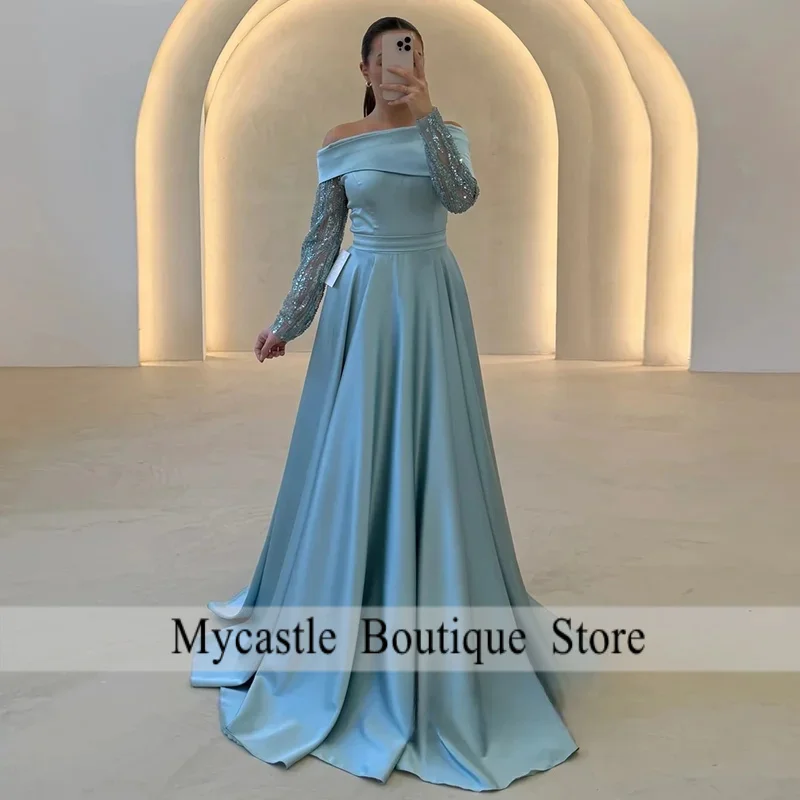 Customized Evening Dress Fashion Boat Neck Long Sleeves Sequined A Line Sweep Train Back Zipper Party Gown Prom Dresses
Customized Evening Dress Fashion Boat Neck Long Sleeves Sequined A Line Sweep Train Back Zipper Party Gown Prom Dresses