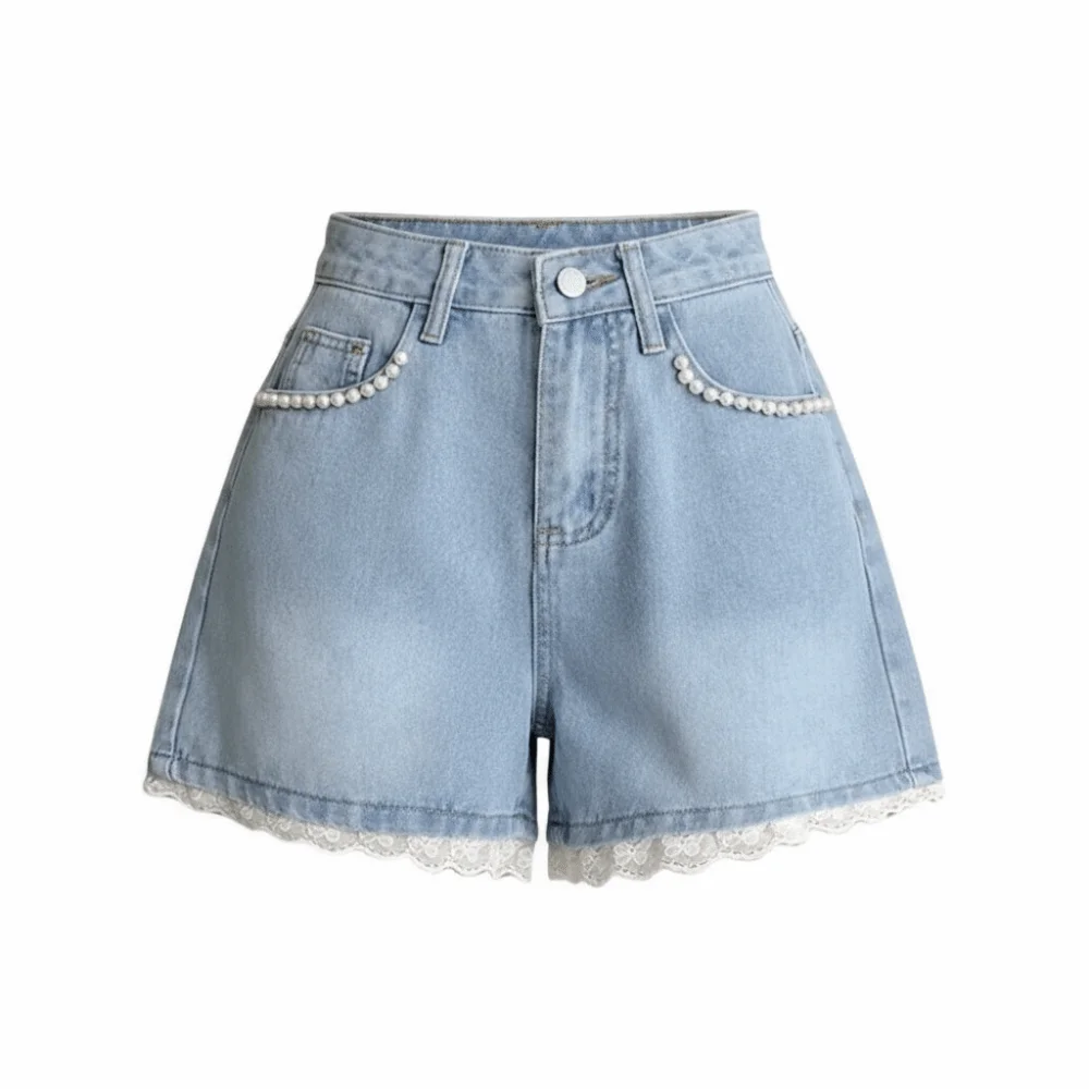 Light Colored Denim Shorts Thin Design Loose Fit Women's Denim Shorts A-Line Cut Lace Trim Wide Leg Shorts Summer Wear
Light Colored Denim Shorts Thin Design Loose Fit Women's Denim Shorts A-Line Cut Lace Trim Wide Leg Shorts Summer Wear