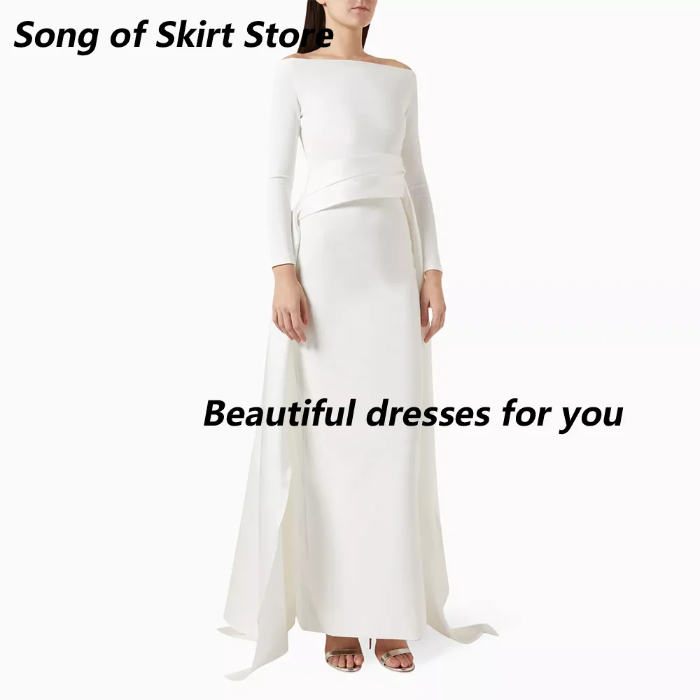 White Prom Dress Customized Long Sleeves Off The Shoulder Simple Women's Evening Gowns Sheath/Column Maxi Formal Evening Dresses
White Prom Dress Customized Long Sleeves Off The Shoulder Simple Women's Evening Gowns Sheath/Column Maxi Formal Evening Dresses