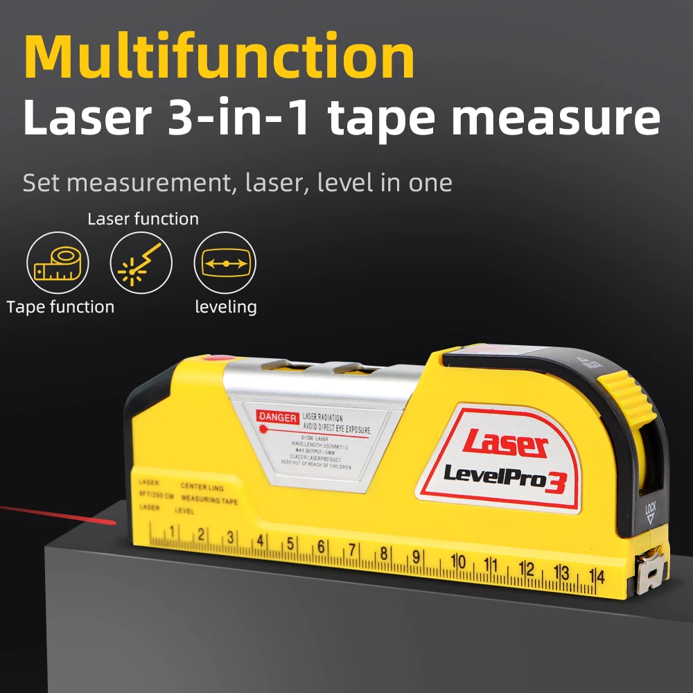 3 in 1 Laser Level Multi-functional Laser Tape Measure Horizontal Meter Vertical Equipment Level Ruler with Built-in 2.5m Tape
3 in 1 Laser Level Multi-functional Laser Tape Measure Horizontal Meter Vertical Equipment Level Ruler with Built-in 2.5m Tape