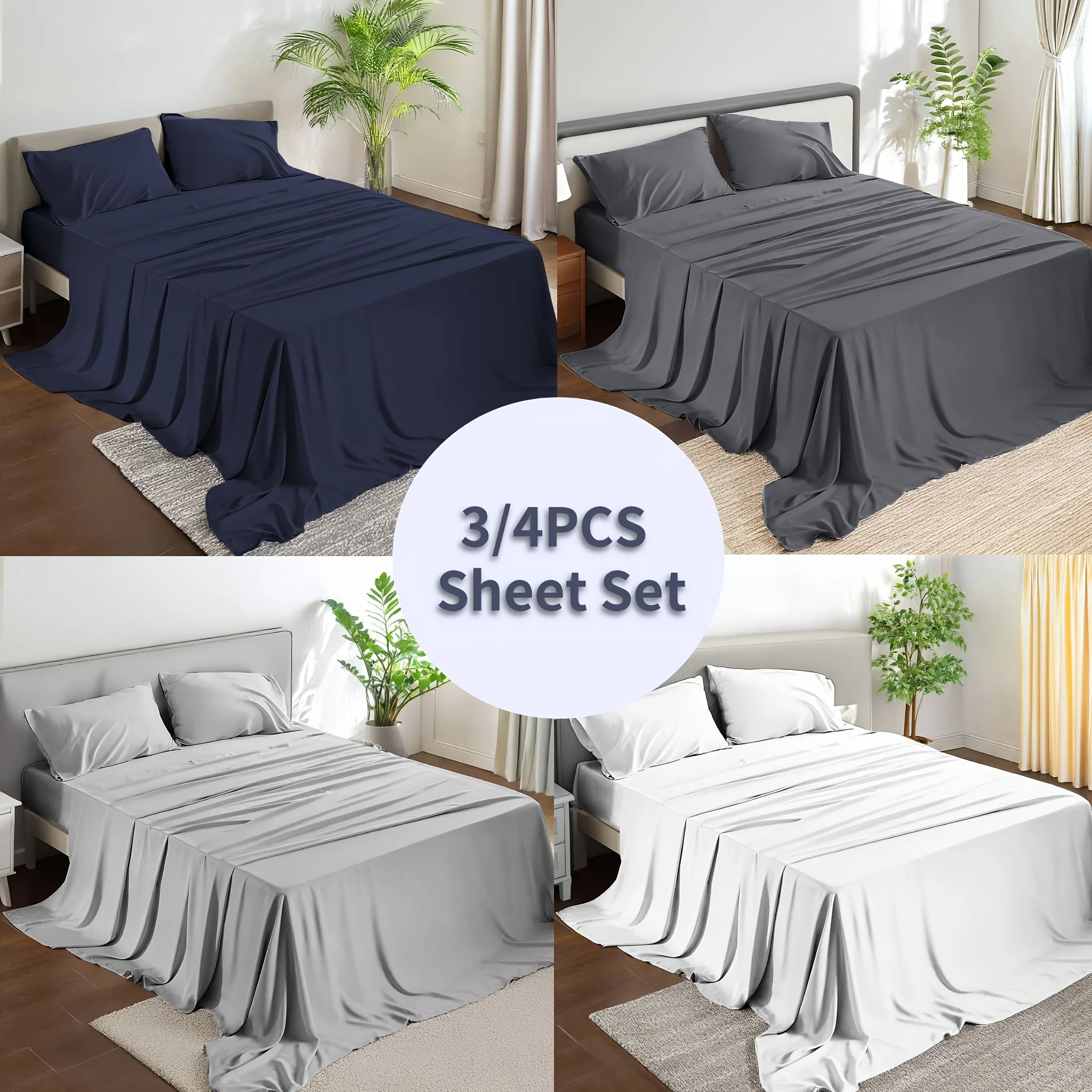 3/4pcs Cozy Soft & Breathable Bedding, Brushed Microfiber Sheet, 14" Deep Pocket Fitted Sheet, Wrinkle & Fade Resistant, Includes Flat Sheet, Fitted Sheet & 1/2 Pillowcases, Twin/Full/Queen/King Size Ideal for Bedroom/Dorm/Hotel/Apartment
3/4pcs Cozy Soft & Breathable Bedding, Brushed Microfiber Sheet, 14" Deep Pocket Fitted Sheet, Wrinkle & Fade Resistant, Includes Flat Sheet, Fitted Sheet & 1/2 Pillowcases, Twin/Full/Queen/King Size Ideal for Bedroom/Dorm/Hotel/Apartment