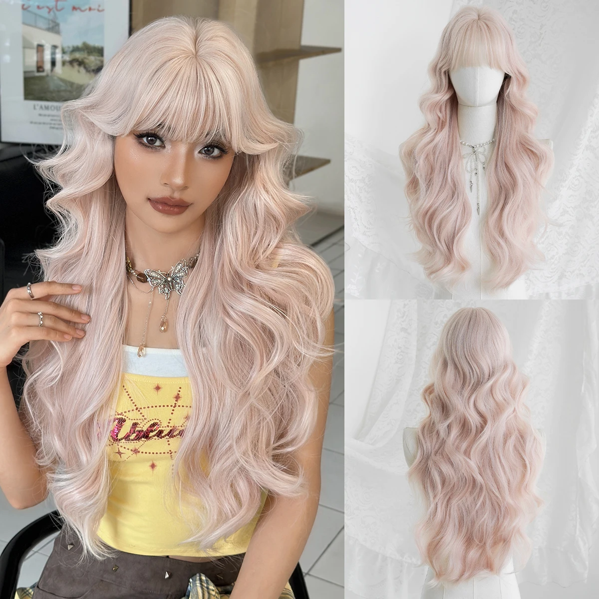 NAMM Long Wavy Pink Wig Natural Looking High Quality Fiber Synthetic Wig for Women Daily Music Festival Party Wear Use
NAMM Long Wavy Pink Wig Natural Looking High Quality Fiber Synthetic Wig for Women Daily Music Festival Party Wear Use