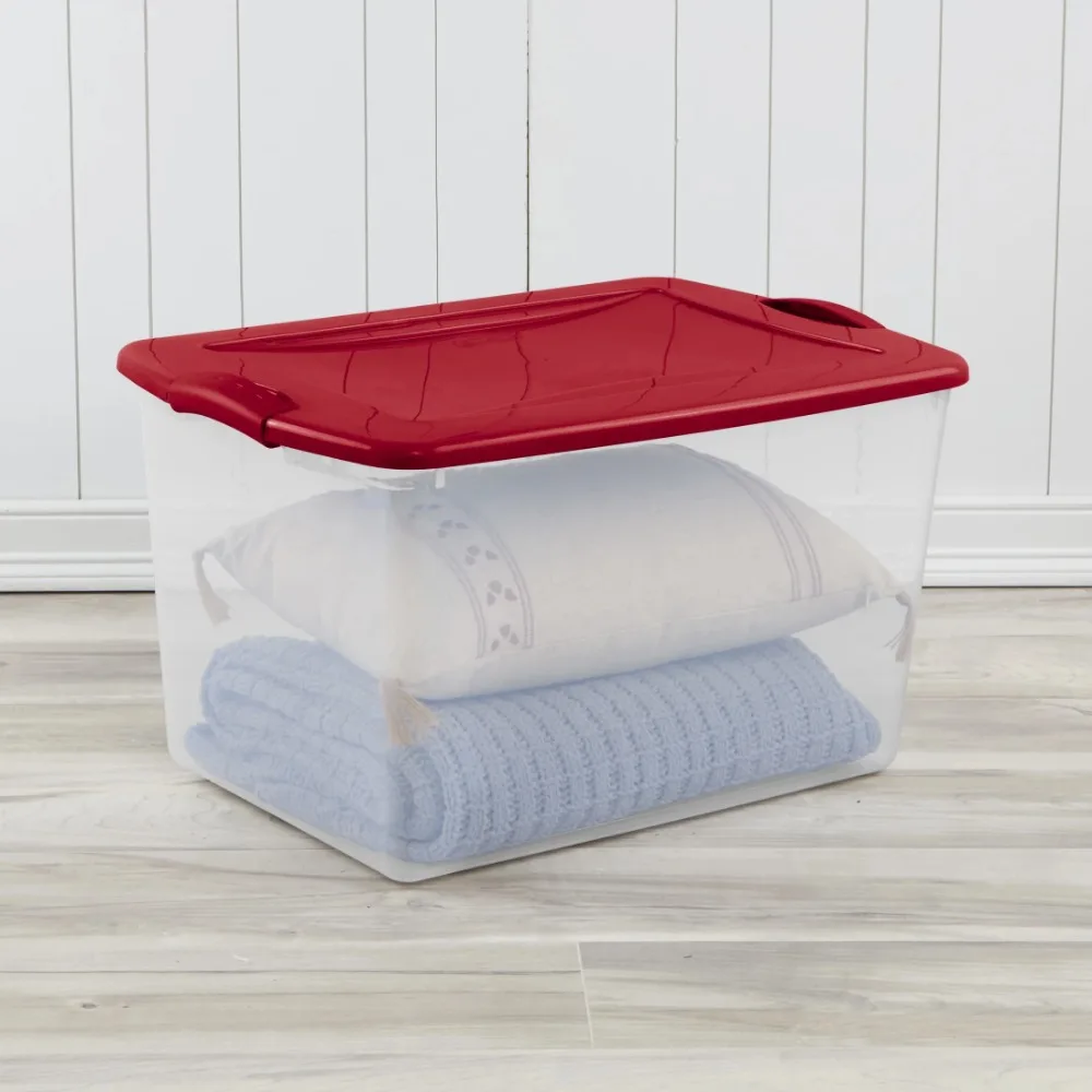 Large Storage Bins, 66 Quart Clear Plastic Storage Containers with Locking Lids, Red, 6-Pack 
Large Storage Bins, 66 Quart Clear Plastic Storage Containers with Locking Lids, Red, 6-Pack