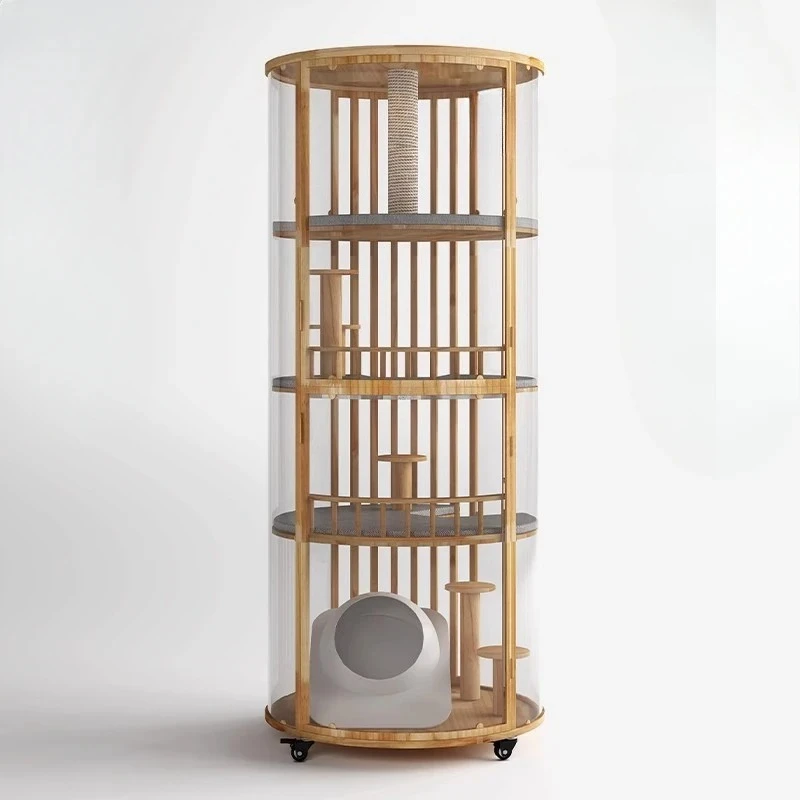 Large cylindrical cat villa 360 panoramic four-story movable cat house solid wood cat cage
Large cylindrical cat villa 360 panoramic four-story movable cat house solid wood cat cage
