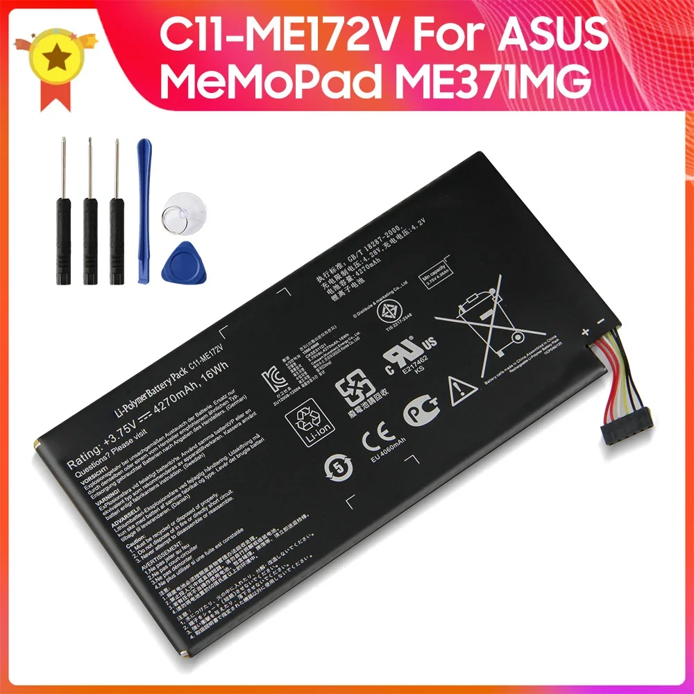 Сменный аккумулятор C11-ME172V 4270 мАч 4,28 В для ASUS MeMoPad ME371MG K004 ME172V, высококачественные аккумуляторы с инструментом
Сменный аккумулятор C11-ME172V 4270 мАч 4,28 В для ASUS MeMoPad ME371MG K004 ME172V, высококачественные аккумуляторы с инструментом