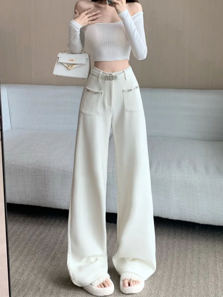 Women's autumn winter design sense high waisted straight leg pants small fragrance style commuting temperament pants
Women's autumn winter design sense high waisted straight leg pants small fragrance style commuting temperament pants