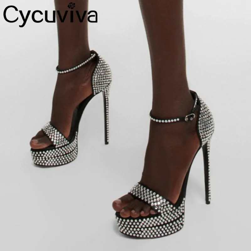 Summer Thick Sole Crystal Platform Sandals Women Open Toe Ankle Strap Super High Heel Shoes Sexy Party Wedding Shoes For Women
Summer Thick Sole Crystal Platform Sandals Women Open Toe Ankle Strap Super High Heel Shoes Sexy Party Wedding Shoes For Women