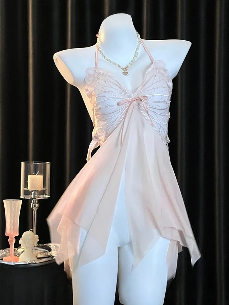 Gentle Peach-colored See-through Butterfly Embroidery Halter Dress,Sexy Pure Desire Lingerie for Women,Deep V Hot Girl Sleepwe
Gentle Peach-colored See-through Butterfly Embroidery Halter Dress,Sexy Pure Desire Lingerie for Women,Deep V Hot Girl Sleepwe