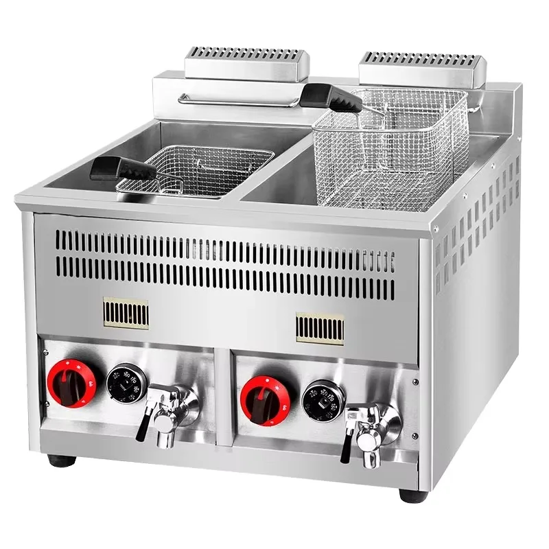Commercial Gas Stainless Steel Deep Fryer Machine Temperature-Control Double Tanks New Condition for Restaurant Use
Commercial Gas Stainless Steel Deep Fryer Machine Temperature-Control Double Tanks New Condition for Restaurant Use
