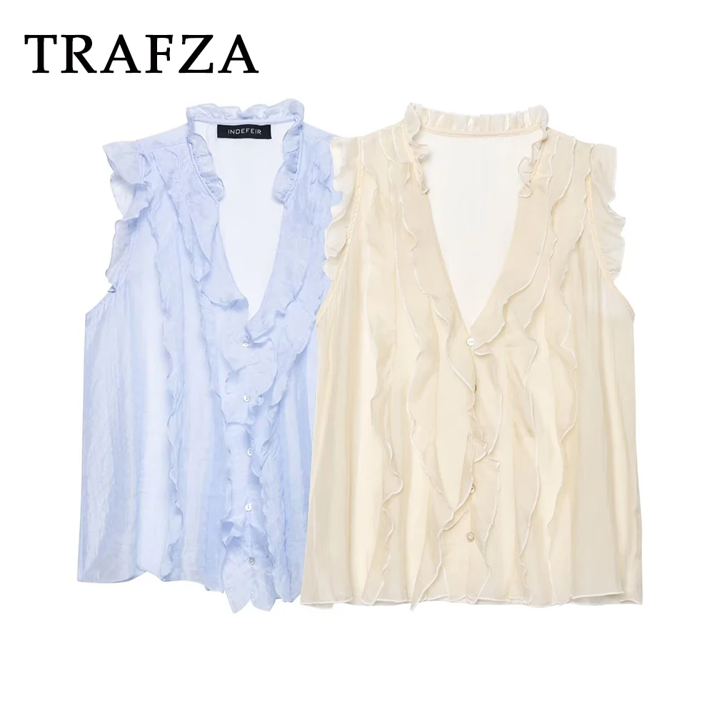 TRAFZA Chic Tierred Solid Woman Summer Sleeveless Vests Fashion 2025 Summer Holiday V-Neck Casual Mujer Pullover Straight Vest
TRAFZA Chic Tierred Solid Woman Summer Sleeveless Vests Fashion 2025 Summer Holiday V-Neck Casual Mujer Pullover Straight Vest