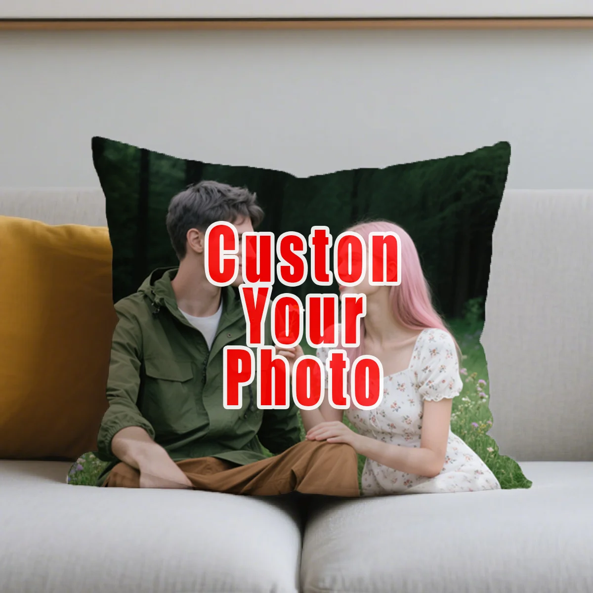 Customized couple photo pillow cover with personalized "I Love My Boyfriend" design, modern checkered pattern, 18x18 inch zipper
Customized couple photo pillow cover with personalized "I Love My Boyfriend" design, modern checkered pattern, 18x18 inch zipper