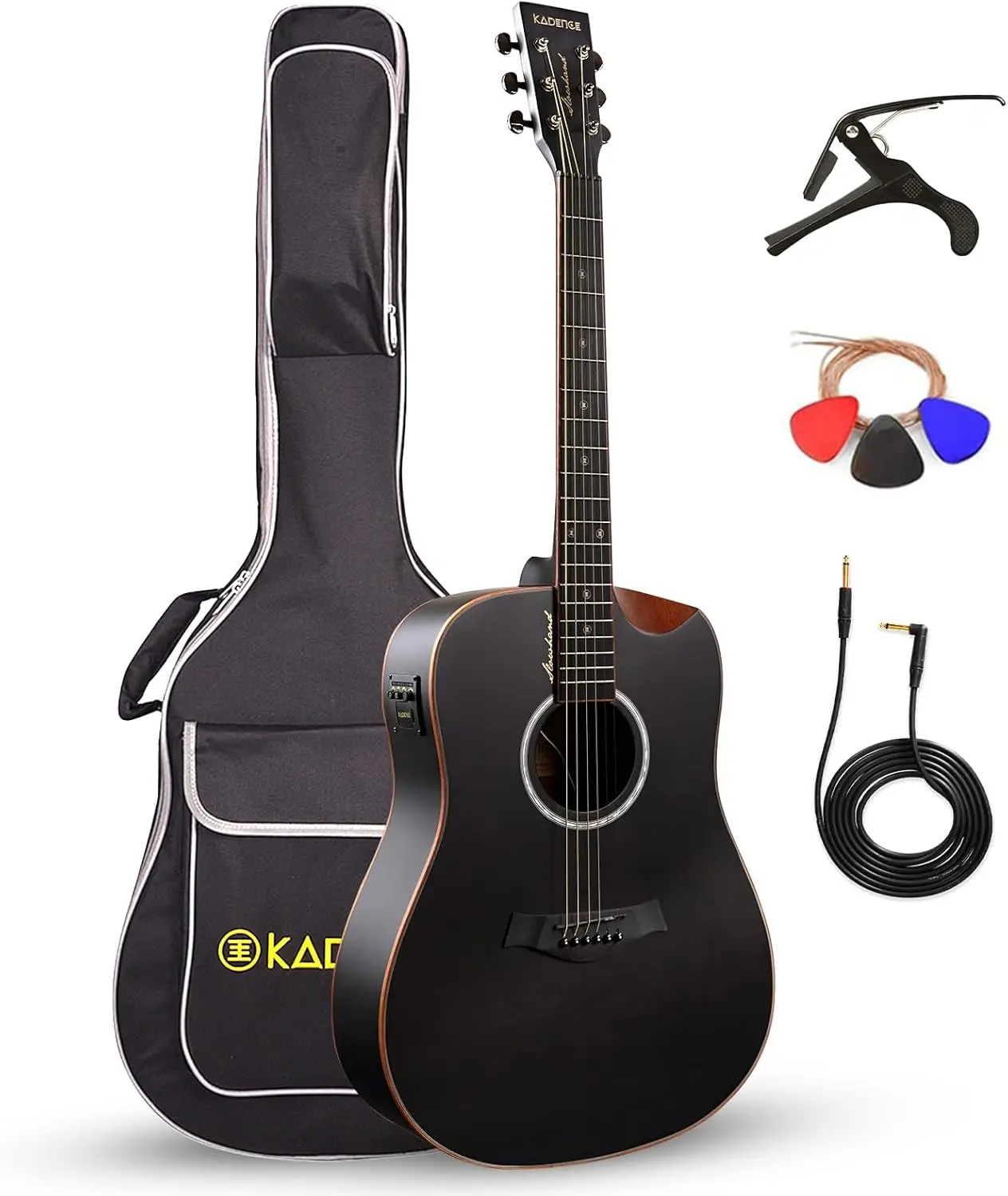 41 Inch Semi Acoustic Guitar Cutaway with Padded Bag, Cable, Capo, Picks, Strings, Tuner – Black Spruce Top
41 Inch Semi Acoustic Guitar Cutaway with Padded Bag, Cable, Capo, Picks, Strings, Tuner – Black Spruce Top