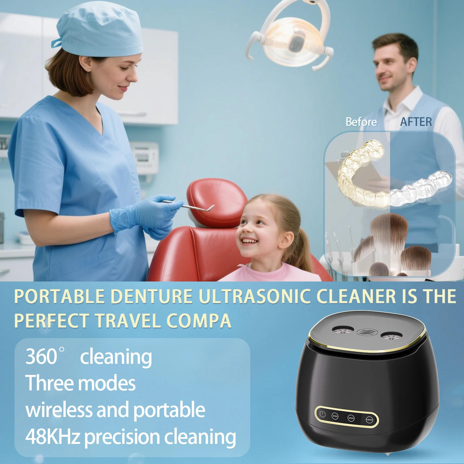 48KHZ Automatic Ultrasonic Cleaner USB Powered Deep Cleaning Machine for Dentures Jewelry Watch Straps Makeup Brushes Home Use
48KHZ Automatic Ultrasonic Cleaner USB Powered Deep Cleaning Machine for Dentures Jewelry Watch Straps Makeup Brushes Home Use