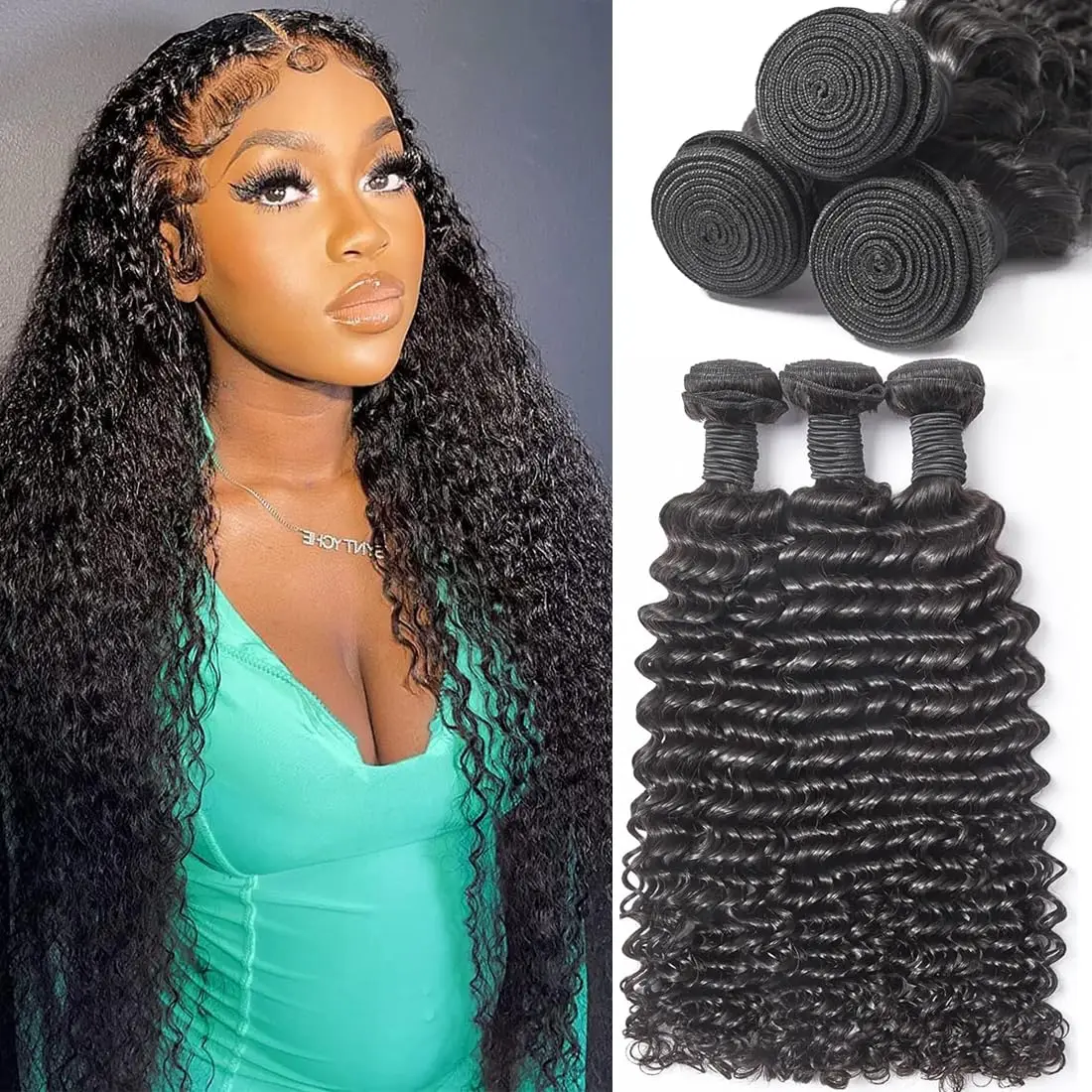 12A Human Hair Bundles 20 22 24 Inch Curly Bundles Human Hair Deep Wave Bundles Wet and Wavy Quick Weave Real Hair Extensions For Women Natural Black
12A Human Hair Bundles 20 22 24 Inch Curly Bundles Human Hair Deep Wave Bundles Wet and Wavy Quick Weave Real Hair Extensions For Women Natural Black