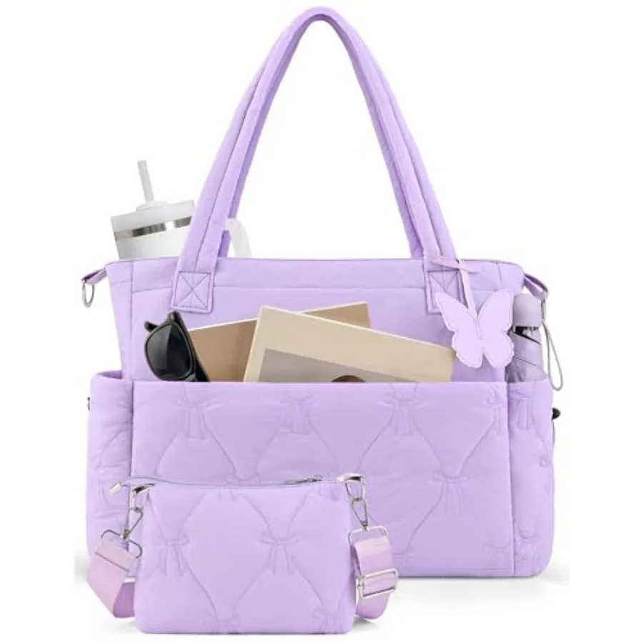 Puffer Tote Bag for Women, Lightweight Quilted Puffy Work Handbag with Zipper and Water Bottle Pocket for Teacher, Office
Puffer Tote Bag for Women, Lightweight Quilted Puffy Work Handbag with Zipper and Water Bottle Pocket for Teacher, Office