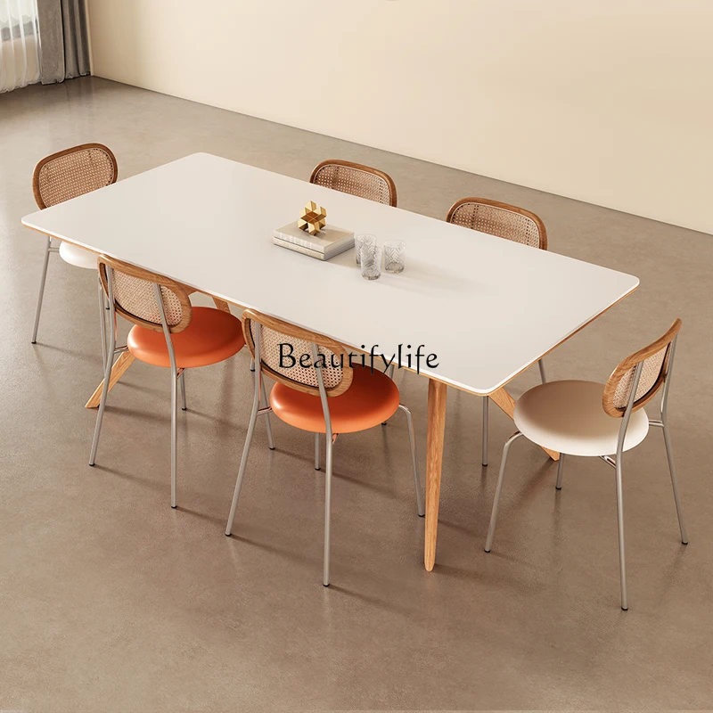 Cream Style Rock Slab Dining Table Modern Minimalist Natural Wood Color Japanese Style Solid Wood Dining Table
Cream Style Rock Slab Dining Table Modern Minimalist Natural Wood Color Japanese Style Solid Wood Dining Table
