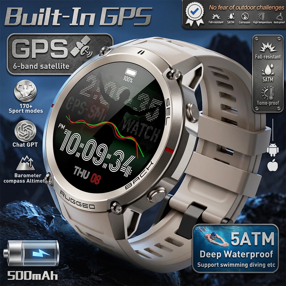 2026 New Military GPS Waterproof Smart Watch 1.43" HD AMOLED Featuring Global 6 -Satellite GPS Outdoors Sports Smart Watch Men
2026 New Military GPS Waterproof Smart Watch 1.43" HD AMOLED Featuring Global 6 -Satellite GPS Outdoors Sports Smart Watch Men