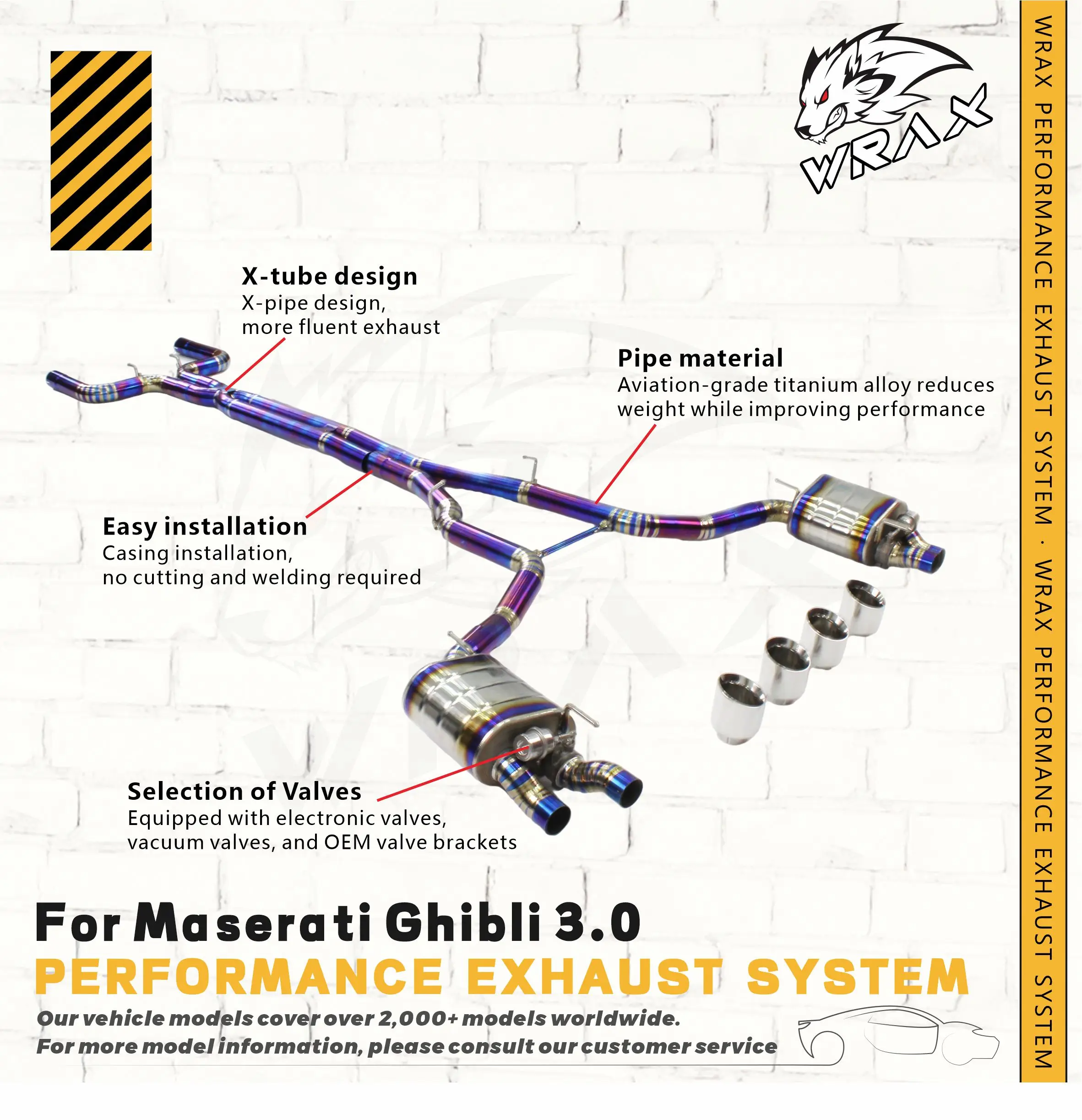 Supercar Sports Sound Exhaust WRAX for Maserati Ghibli 3.0 Blue-backed Titanium Vacuum valve Catback High Performance System
Supercar Sports Sound Exhaust WRAX for Maserati Ghibli 3.0 Blue-backed Titanium Vacuum valve Catback High Performance System