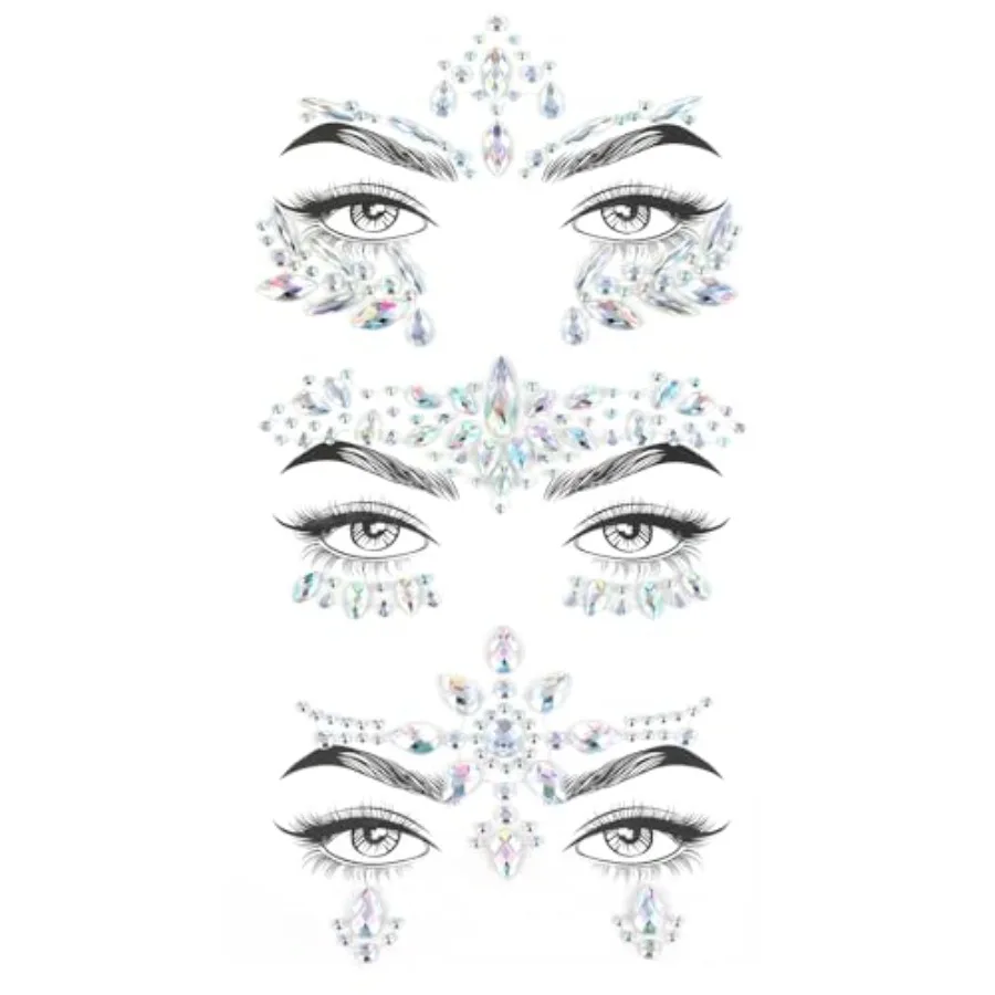 Music Festival Face Jewels, 3 Sets Mermaid Face Jewels Stick On, Rhinestone Rave Face Gems Glitter, Temporary Crystal Stickers
Music Festival Face Jewels, 3 Sets Mermaid Face Jewels Stick On, Rhinestone Rave Face Gems Glitter, Temporary Crystal Stickers