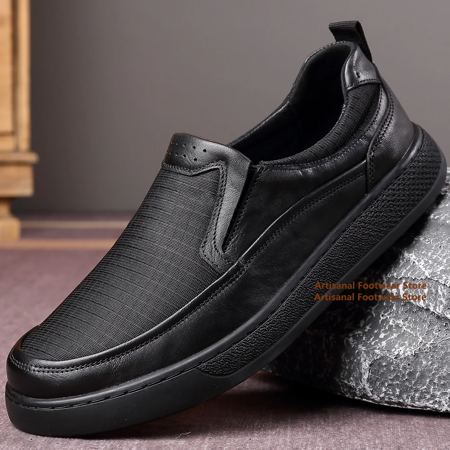 Men' Black Leather Slip On Loafers Breathable Round Toe Non-Slip Thick Flat Sole Lightweight Business Casual Shoes Men's Shoes
Men' Black Leather Slip On Loafers Breathable Round Toe Non-Slip Thick Flat Sole Lightweight Business Casual Shoes Men's Shoes