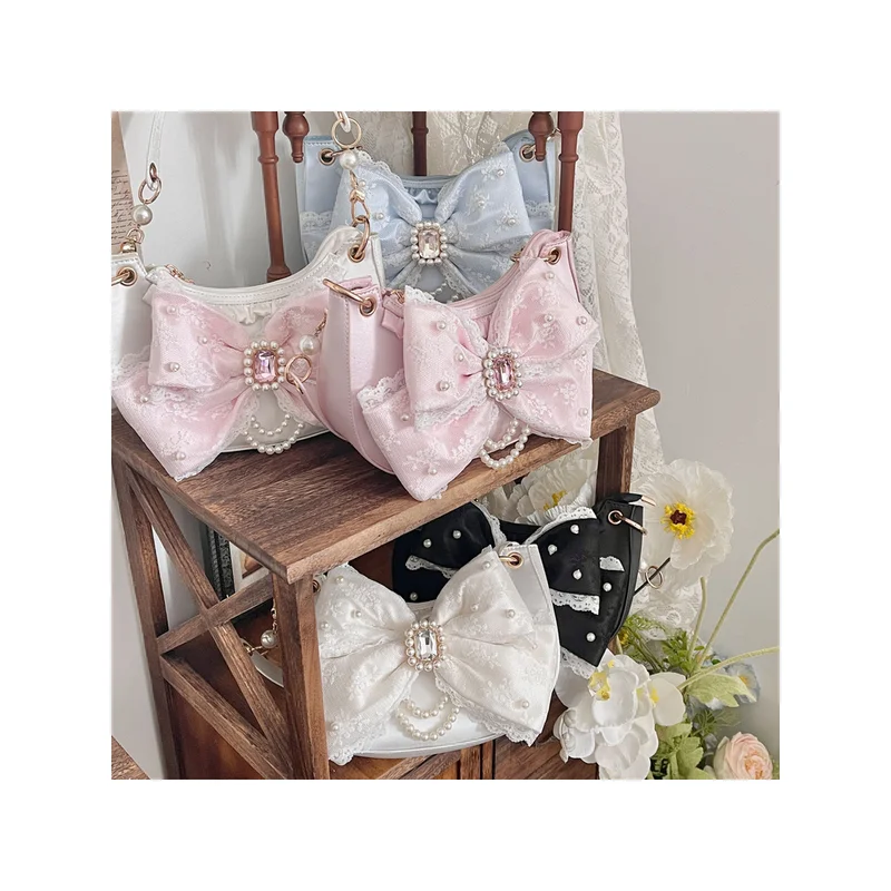 French Elegant Sweet Princess Lolita Girl Bag Exquisite Fashionable Lace Bow Pearl Cute Dating Shopping Leisure Pu Shoulder Bag
French Elegant Sweet Princess Lolita Girl Bag Exquisite Fashionable Lace Bow Pearl Cute Dating Shopping Leisure Pu Shoulder Bag