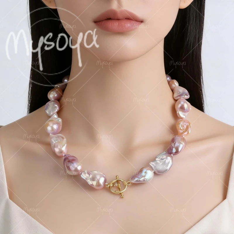 MYSOYA 13-14mm Large Purple Baroque Pearl Necklace, Suitable for Wedding/ Dinner/ Mother's Day Gift A0493
MYSOYA 13-14mm Large Purple Baroque Pearl Necklace, Suitable for Wedding/ Dinner/ Mother's Day Gift A0493