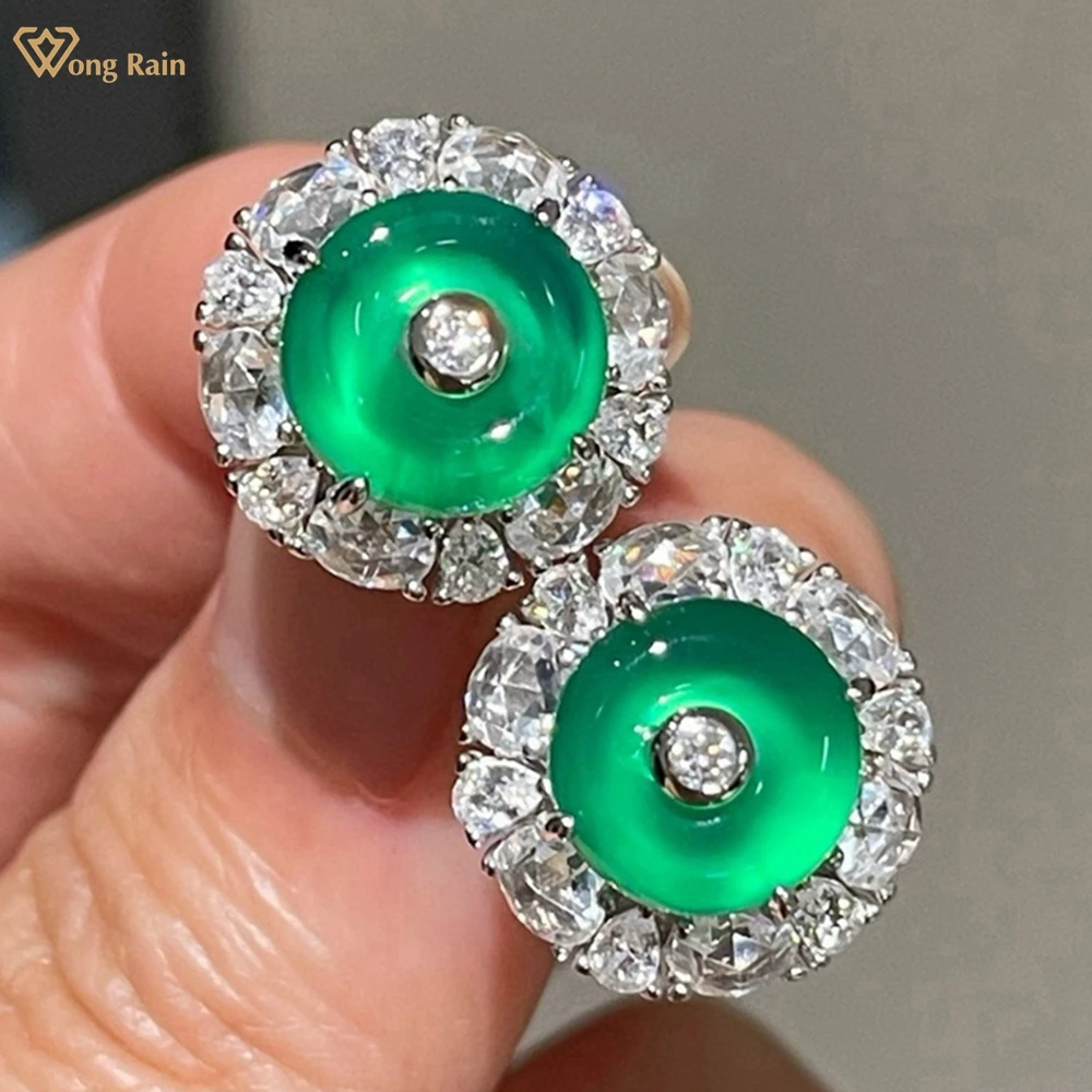 Wong Rain Vintage 925 Sterling Silver Natural Jade High Carbon Diamonds Gems Wedding Engagement Ear Studs Earrings Fine Jewelry
Wong Rain Vintage 925 Sterling Silver Natural Jade High Carbon Diamonds Gems Wedding Engagement Ear Studs Earrings Fine Jewelry