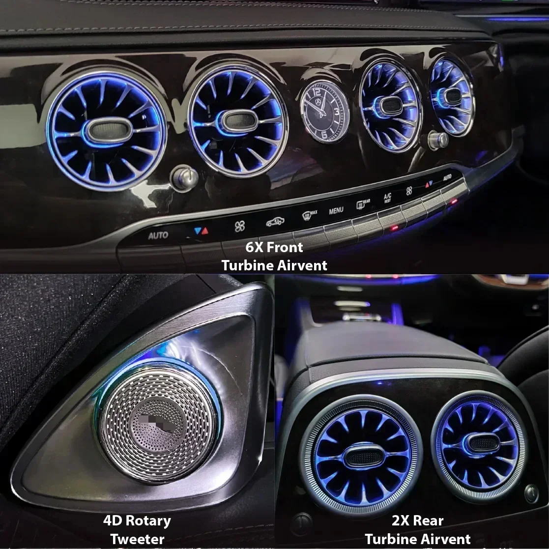 For Mercedes Benz S-Class W222 Full Set Ambient Light Kit Rotating Tweeter Luminous Turbine Vent Car Door Speaker Cover
For Mercedes Benz S-Class W222 Full Set Ambient Light Kit Rotating Tweeter Luminous Turbine Vent Car Door Speaker Cover