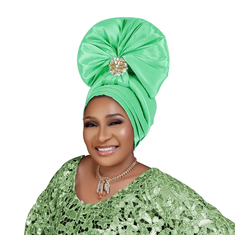 African Auto Gele Headtie Wedding Geles Party Headgear Female Head Wraps Diamond Autogele Head Ties Fashion Women's Turban Cap
African Auto Gele Headtie Wedding Geles Party Headgear Female Head Wraps Diamond Autogele Head Ties Fashion Women's Turban Cap