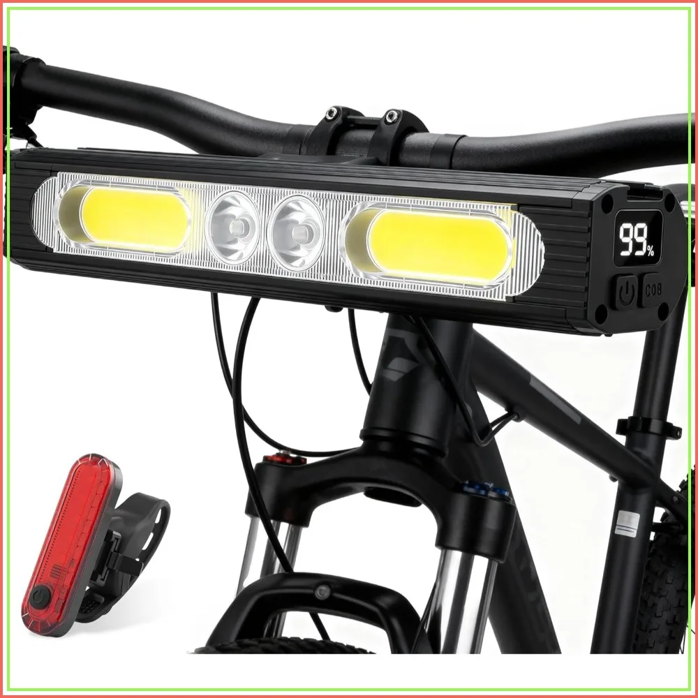 1500 Lumens Bike Lights for Night Riding, High&Low Beam Front Light, OLED Display USB-C Rechargeable, IPX6 Waterproof Bicycle Headlight with Tail Light for MTB, Off-Road, City
1500 Lumens Bike Lights for Night Riding, High&Low Beam Front Light, OLED Display USB-C Rechargeable, IPX6 Waterproof Bicycle Headlight with Tail Light for MTB, Off-Road, City