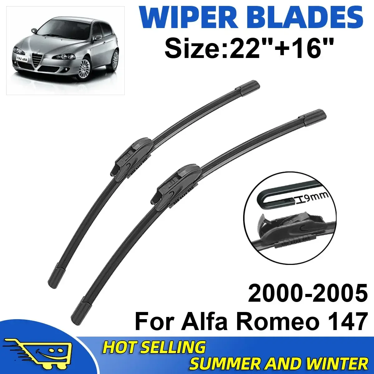 2PCS Wiper Blades Set Kit For Alfa Romeo 147 2000-2005 Front Windshield Brushes Windscreen Window Accessories
2PCS Wiper Blades Set Kit For Alfa Romeo 147 2000-2005 Front Windshield Brushes Windscreen Window Accessories