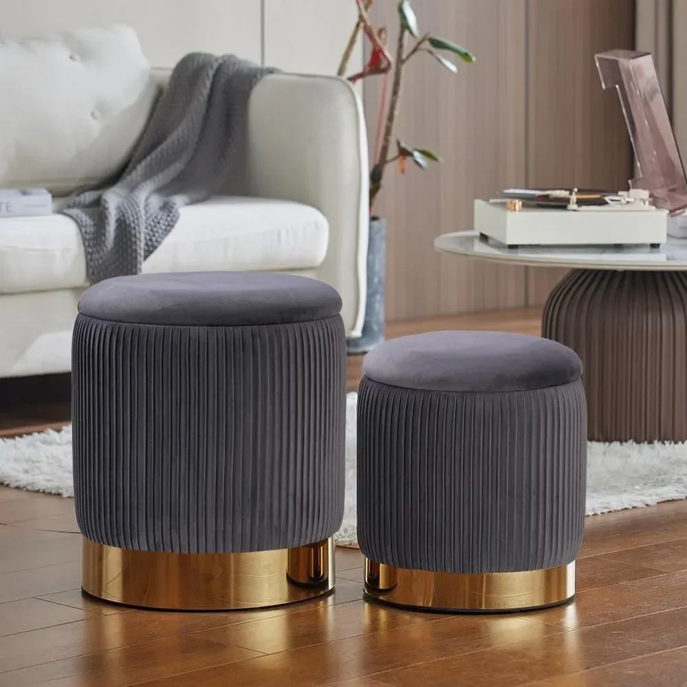 Round with Storage Set of 2, Velvet Storage Ottoman for Living Room, Round Storage, Ottoman Chair, Gold
Round with Storage Set of 2, Velvet Storage Ottoman for Living Room, Round Storage, Ottoman Chair, Gold