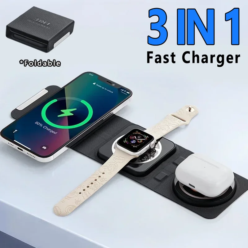 Magnetic 3 In 1 Wireless Charger Pad Stand for iPhone 15 14 13 12 11 8 X XR Apple Watch Airpods Pro Fast Charging Dock Station
Magnetic 3 In 1 Wireless Charger Pad Stand for iPhone 15 14 13 12 11 8 X XR Apple Watch Airpods Pro Fast Charging Dock Station