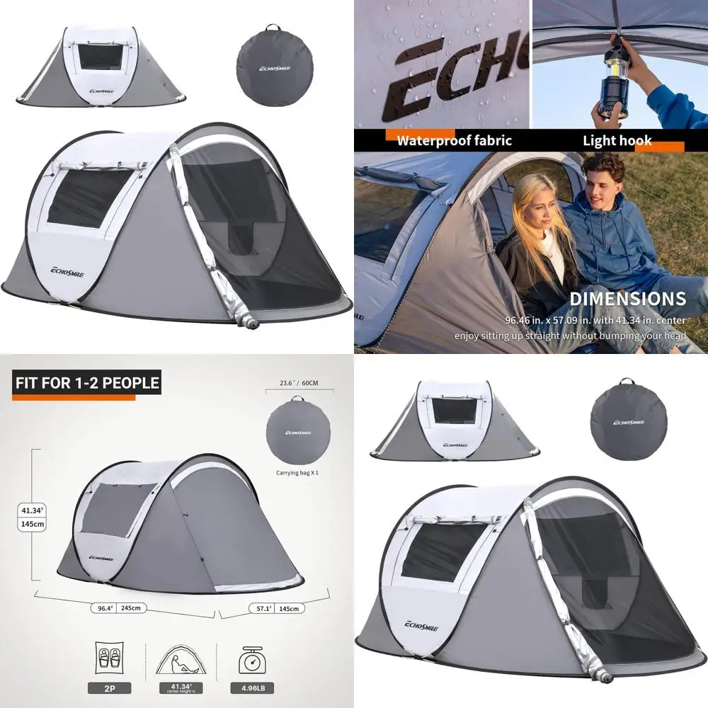 Quick Setup Portable Camping Tent for 2-6 People, Waterproof Dome Design, Includes Carry Bag
Quick Setup Portable Camping Tent for 2-6 People, Waterproof Dome Design, Includes Carry Bag