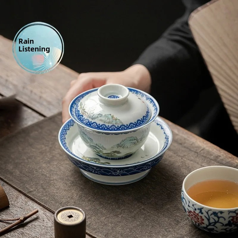 Large Ceramic Tea Cup with Lid Ceramics Powdered Color Sancai Qinghua Tea Bowl Gongfu Tea Set Self Use Big Bowl Tea
Large Ceramic Tea Cup with Lid Ceramics Powdered Color Sancai Qinghua Tea Bowl Gongfu Tea Set Self Use Big Bowl Tea