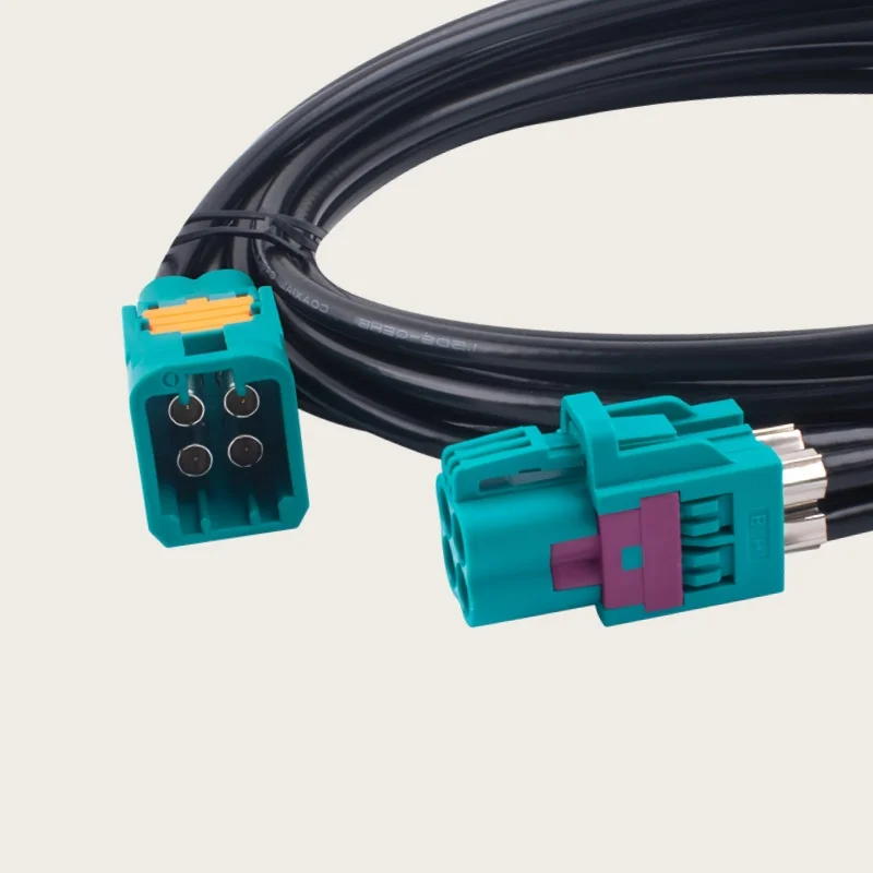 Mini-Fakra 4-in-1 Video Wire Harness RG316D1.5DS Male And Female Connector Tyco to Rosen Conversion for Automotive Networking
Mini-Fakra 4-in-1 Video Wire Harness RG316D1.5DS Male And Female Connector Tyco to Rosen Conversion for Automotive Networking