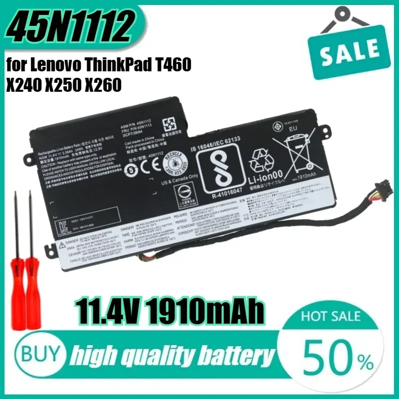 11,4 В 24 Втч 1910 мАч 45N1112 Аккумулятор для ноутбука Lenovo ThinkPad T460 X240 X250 X260 T440S T450S 45N1108 45N1109
11,4 В 24 Втч 1910 мАч 45N1112 Аккумулятор для ноутбука Lenovo ThinkPad T460 X240 X250 X260 T440S T450S 45N1108 45N1109