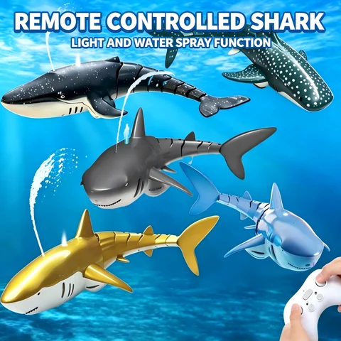 2.4GHz Remote Control Electric Shark Submarine Robot Waterproof RC Shark Toy Pool Bathtub Underwater Animal Water Play For Kids