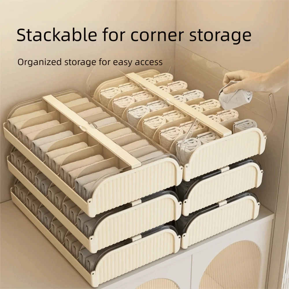 12 Grids Underwear Storage Box Stackable Clear Cover Sock Storage Case Partition Design Large Capacity Closet Underwear Bin
12 Grids Underwear Storage Box Stackable Clear Cover Sock Storage Case Partition Design Large Capacity Closet Underwear Bin