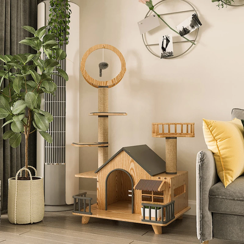 Climbing Frame Solid Wood Cat Nest Small Cat Tree Cattery Integrated Luxury Cat Villa TONTINE Scratching Pole Multifunctional
Climbing Frame Solid Wood Cat Nest Small Cat Tree Cattery Integrated Luxury Cat Villa TONTINE Scratching Pole Multifunctional